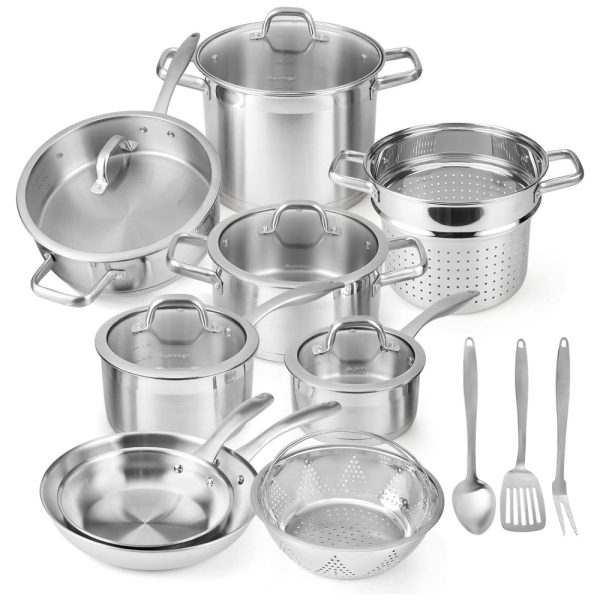 ectqwrxqubg00b_0 jpg - Conjunto de Panelas e Frigideiras de Aço Inoxidável, Peças, DUXTOP SSIB 17, Prateado