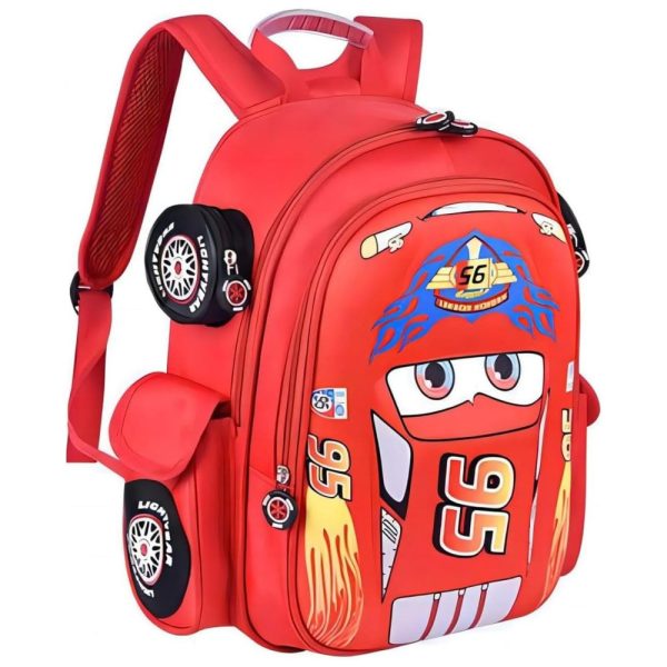 ectqwxnzp5f90b_0 jpg - Mochila Escolar Infantil 33cm QWZY Carros para Meninos e Meninas, Vermelho