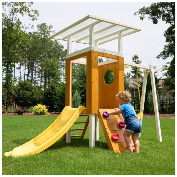 ectqx6mzhy6c0b_0 jpg - Playground Infantil de Madeira com Escorregador, Balanço, Escada e Parede de Escalada, 18 meses a 5 anos, Avenlur, Amarelo