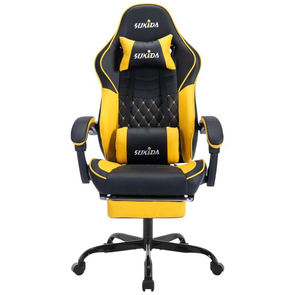 ectqx89m66pb0b_0 jpg - Cadeira Gamer Ergonômica com Apoio para Lombar e Cabeça, SUKIDA, Preto e Amarelo