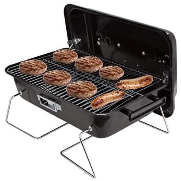 ectqx911fry80b_0 jpg - Churrasqueira a Carvão Portátil Serve Até 4 Porções, Aço Inox, DUKE GRILLS, Preto