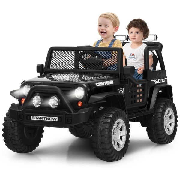 ectqxhlx47790b_0 jpg - Kids Carro, Carrinho Elétrico Infantil Off Road a Bateria 12V 2 Assentos com 2 Velocidades e MP3, COSTZON, Preto