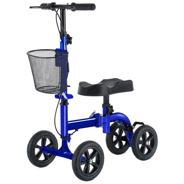 ectqxtpxl4w90b_0-2 jpg - Andador 4 Rodas Dobrável com Cesta e Apoio para Joelho Ideal para Lesões Suporta 136kg, RINKMO, Azul