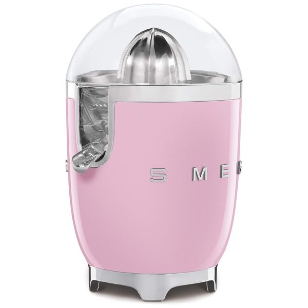 ectqyjfprqb70b_0 jpg - Espremedor de Frutas Elétrico Retro para e Limão, Aço Inoxidável, 80W, 110v, SMEG CJF01PKUS, Rosa