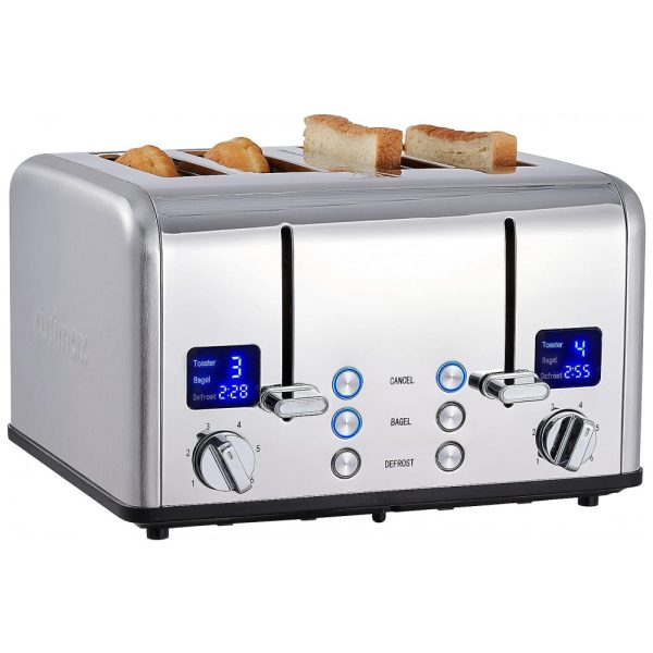 ectqyx6vsv290b_0 jpg - Torradeira Elétrica 4 Fatias com 6 Níveis de Tostagem, Visor de LED, Função Descongelar e Bandeja de Migalhas Removível, 110V, CUSIMAX, Prata