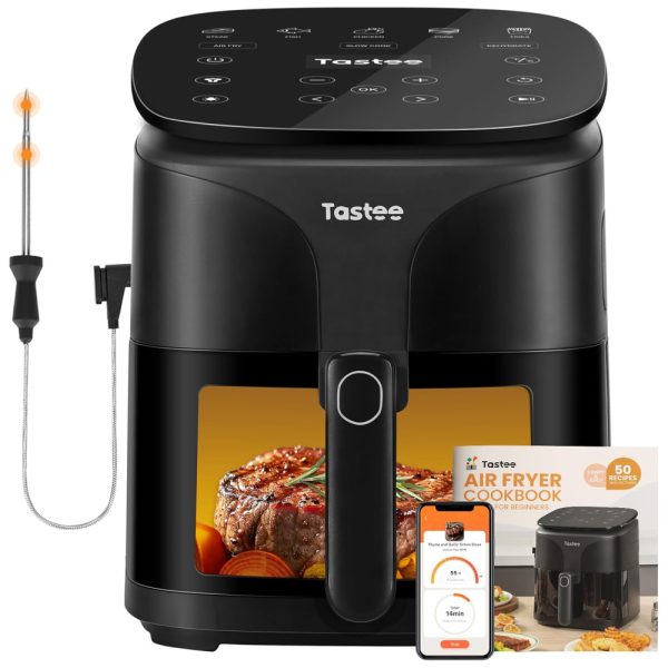 ectqz5d898zc0b_0 jpg - Air Fryer 8 em 1, 5.1L com 24 Predefinições de Cozimento, Janela de Visualização, Sonda Inteligente de Sensor Duplo, Cesto Antiaderente e Livro de Receitas, 110V 1700W, Tastee AG 42IC, Preta