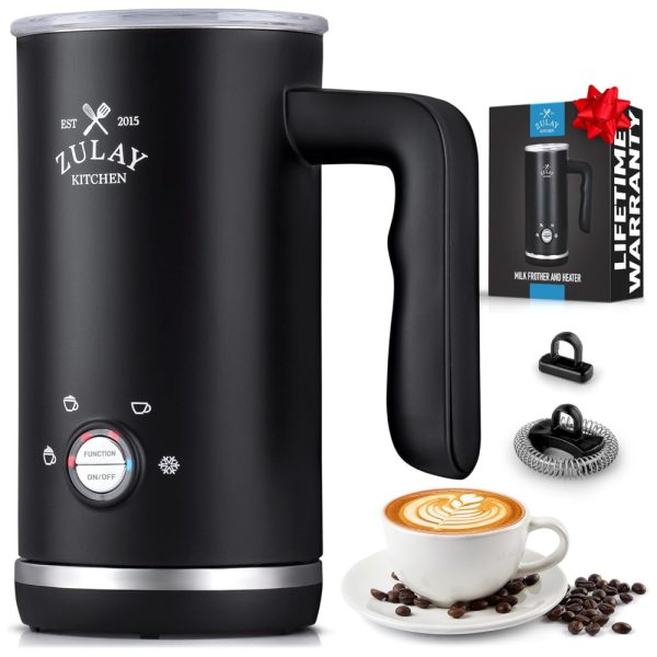 ectqz6vfzj780b_0 jpg - Espumador Elétrico Automático 300 mL, Aço Inoxidável, 110v, ZULAY KITCHEN Milk Frother and Heater, Preto