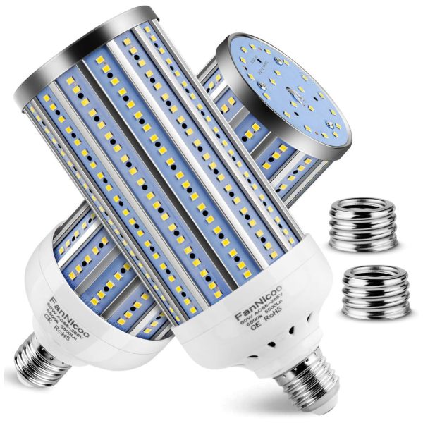 ectqzcv67hs70b_0 jpg - Lâmpada LED 500W 5500 Lumens 6500K Branca com Base E26, E27, 2 Unidades, FANNICOO, Branco