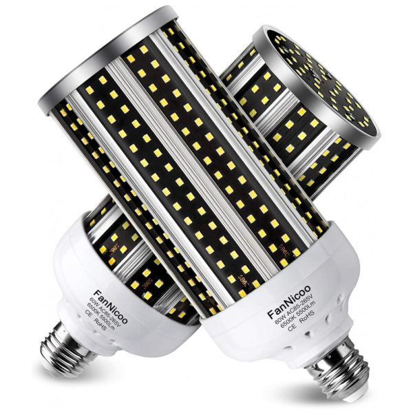 ectqzm2v7br90b_0 jpg - Lâmpada LED 500W 5500 Lumens 6500K Branca com Base E26, E27, 2 Unidades, FANNICOO, Prateado