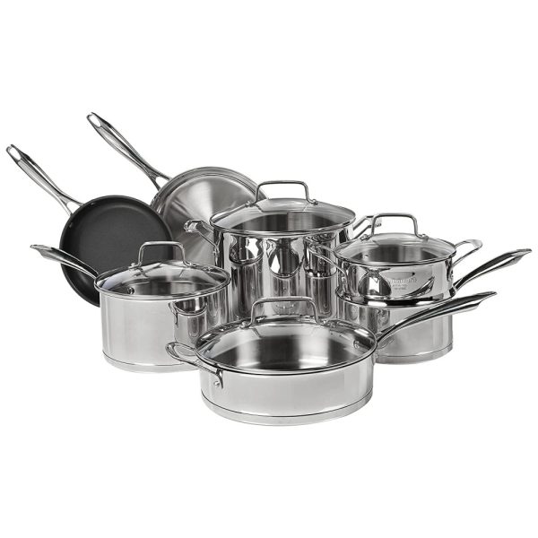 ectq0sv8uan00b_0 jpg - Jogo de Panelas Profissional em Aço Inoxidável com 11 Peças e Tampas FlavorLock de Vidro Temperado, Cuisinart 89 11, Prata