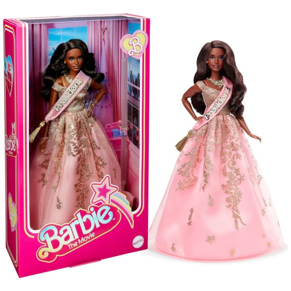 ectq56fz9fhb0b_0 jpg - Boneca Barbie Presidente Colecionável com Vestido Rosa e Dourado Cintilante, Barbie