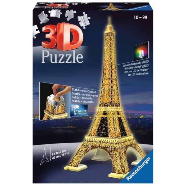 ectq61b1cvi00b_0 jpg - Quebra Cabeças 3D Arquitetura Torre Eiffel com Led para Crianças e Adultos, 216 Peças, RAVENSBURGER 12579, Azul