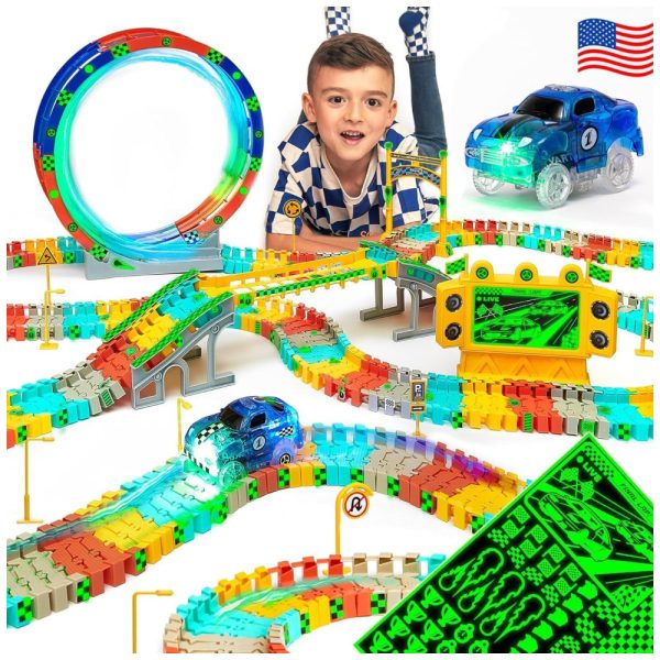 ectq6vbbtzlb0b_0 jpg - Pista de Corrida com 144 Peças, Adesivos e Loop 360 para Crianças Acima de 3 Anos, JITTERYGIT, Colorida