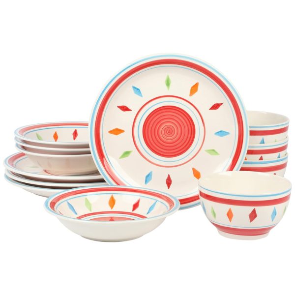 ectq9jl3zt7b0b_0-1 jpg - Aparelho de Jantar com 12 Peças em Cerâmica Pintadas a Mão Serve 4 Pessoas, Gibson Home Heidy, Vermelho
