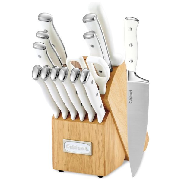 ectqiw1dyla10b_0 jpg - Conjunto de Facas em Aço Inoxidável com Bloco de Bancada, 15 Peças, CUISINART C77WTR 15P, Branco