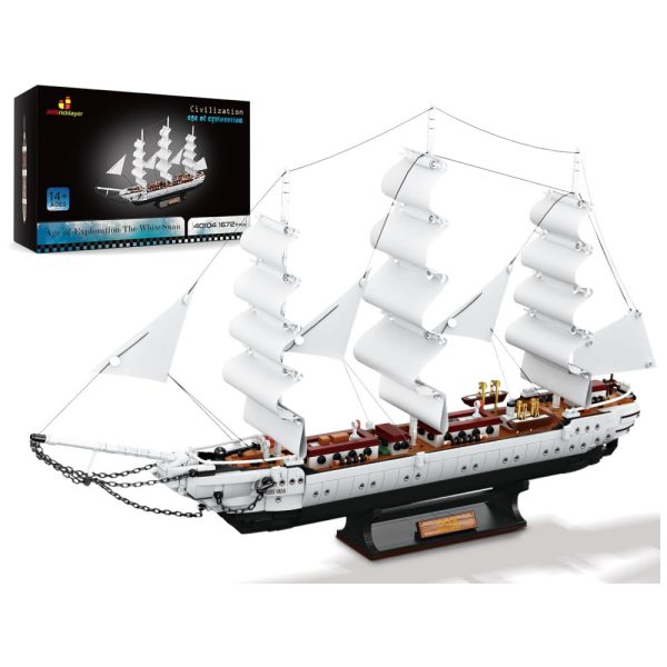 ectqk7nw9kmb0b_0 jpg - Kit de Construção Navio Cisne Branco com 1672 Peças, JMBricklayer, Branco