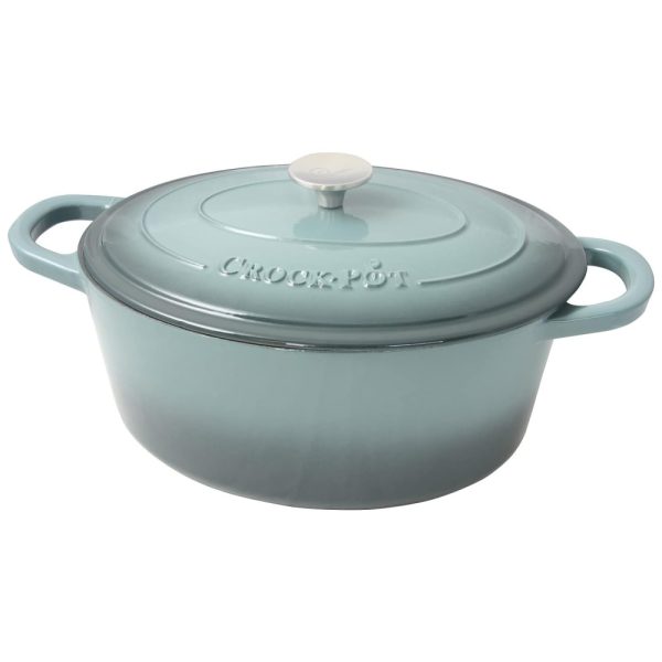 ectqmlmfc0h10b_0 jpg - Panela de Ferro Fundido 7 Litros Forno Holandês Esmaltado e Antiaderente, Celeste, CROCK POT 69146.02, Cinza