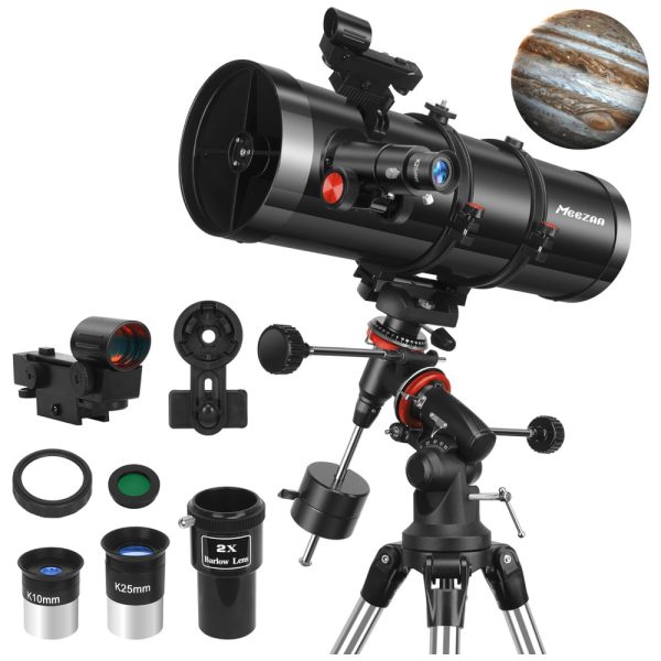 ectqqlk281gc0b_0 jpg - Telescópio Refletor 150EQ Para Adultos e Iniciantes. Montagem Equatorial Manual Profissional, com Lente Barlow 2X, Adaptador de Celular, MEEZAA.