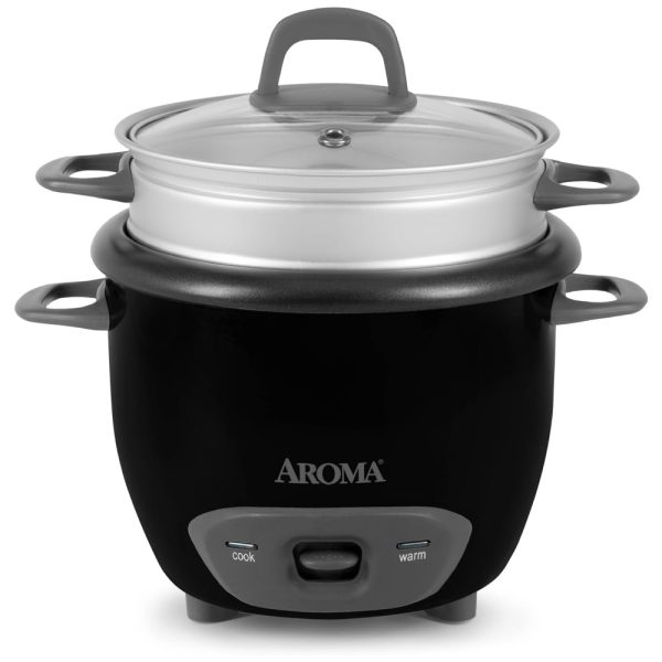 ectqqvy38o400b_0 jpg - Panela de Arroz e Vaporizador Aroma Housewares 6 Xícaras cozidas , Modelo ARC 743 1NGB, Preta, Prepara Arroz, Carne e Vegetais com Operação Simples.