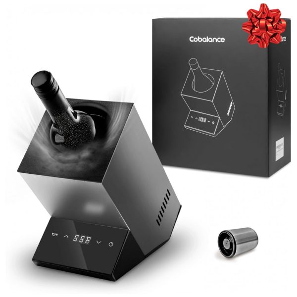 ectqr5dx8b4b0b_0-1 jpg - Porta Garrafa Térmico Profissional para Vinho com Tela LCD em Aço Inoxidável, Cor, COBALANCE CB 100, Preto