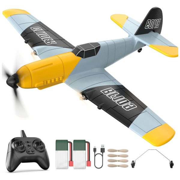 ectqrt9j4hdc0b_0 jpg - Avião de Controle Remoto de 3 Canais com Estabilizador Giroscópio de 6 Eixos, 2 Métodos de Decolagem e Acessórios, DEERC BF 109, Colorido
