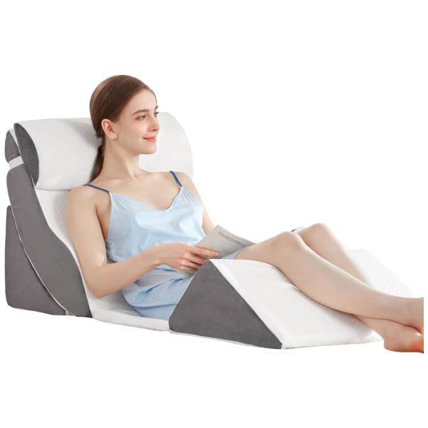 ectqs48qf8gc0b_0 jpg - Conjunto de Travesseiros 5 Pcs para Dormir, Pós Cirurgia, Espuma de Memória para Costas, Pescoço e Joelho, Alívio de Refluxo Ácido e Ronco, A2ZCOMFY.