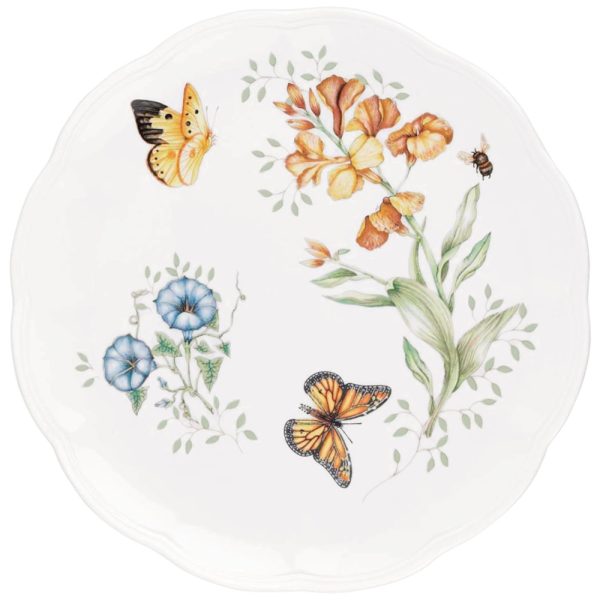 ectqs9s0tg000b_0 jpg - Prato de Jantar de 27 cm com Tema Flores e Borboletas, Formato Redondo e Material de Porcelana, Lenox, Branco Colorido