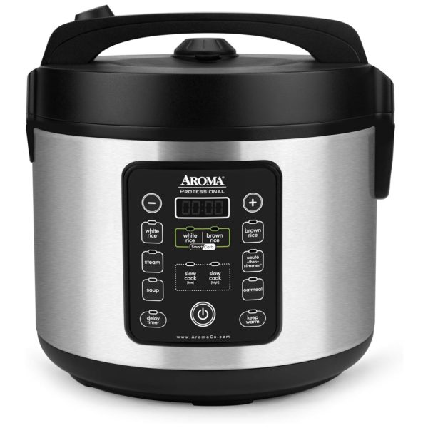 ectqzdgmxby70b_0 jpg - Panela de Arroz Aroma ARC 1120SBL SmartCarb, Aço Inox, 5L, 20 Xícaras Cozido , com Pote Antiaderente, Bandeja para Vapor e Função de Slow Cooker.