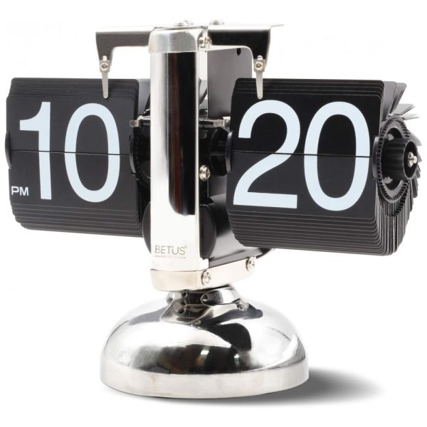ectq335986y60b_0 jpg - Relógio de Mesa Retrô Decorativo Mecânico Alimentado por Bateria, Betus, Prata e Preto