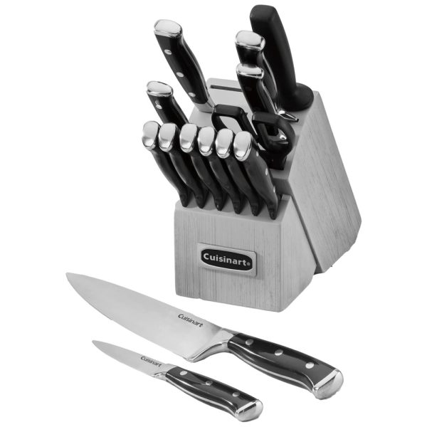 ectq37qwbzq90b_0 jpg - Conjunto de Facas em Aço Inoxidável com Bloco de Bancada, 15 Peças, CUISINART, Preto