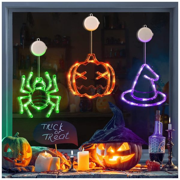 ectq3d49f68b0b_0 jpg - Kit Decoração Interna para Halloween LED 3 Peças Inclui Abobóra, Chapeu de Bruxa e Aranha, LOLStar