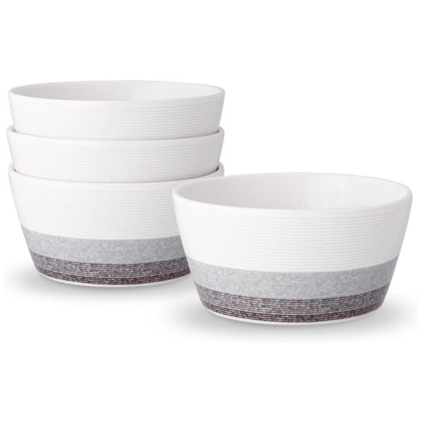 ectq3k1ccp9c0b_0 jpg - Conjunto de Tigelas 740mL com 4 Peças, Material de Porcelana e Formato Redondo, Noritake G038 500D, Branco e Cinza