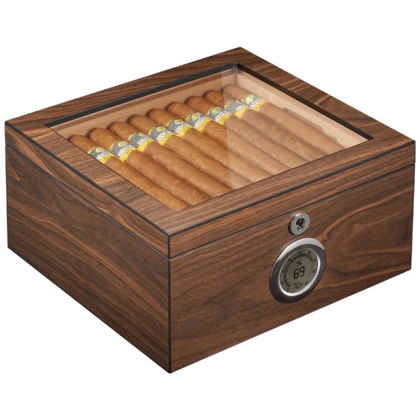 ectq5dh1nmtc0b_0 jpg - Umidor de Charutos de Cedro para 60 Charutos, Bloqueio com Higrômetro Digital, 2 Umidificadores, Sistema de Umidificação Avançado,Flauno