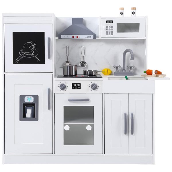 ectq6z3s77lc0b_0 jpg - Cozinha Infantil em Madeira com 20 Acessórios, Máquina de Gelo, Micro Ondas, Forno, Exaustor, Pia, Luzes e Sons Realistas, Bophy, Branca