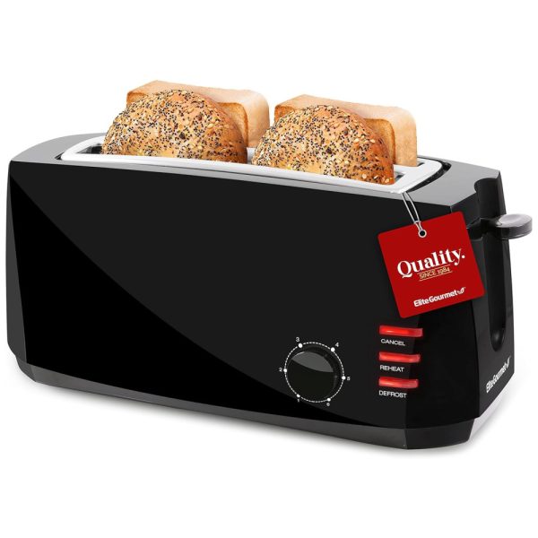 ectq9vx5ffd90b_0 jpg - Torradeira Elétrica de 4 Fatias com 6 Níveis de Tostagem, 110v, ELITE GOURMET ECT4829B, Preto