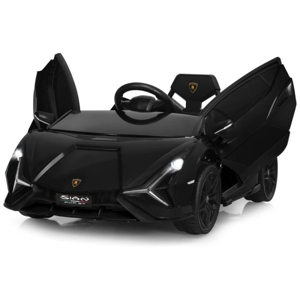 ectqccy97gp90b_0-1 jpg - Lamborghini Carro, Carrinho Elétrico Infantil a Bateria 12V 1 Assento com 3 Velocidades Luz LED e Suspensão de Mola, INFANS, Preto