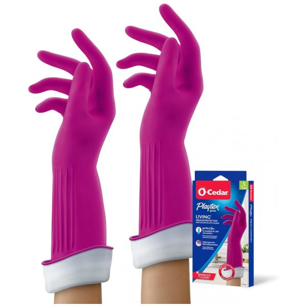 ectqcuib64900b_0 jpg - Luvas de Borracha Reutilizáveis para Limpeza, 2 Unidades, Pequena, Playtex, Rosa