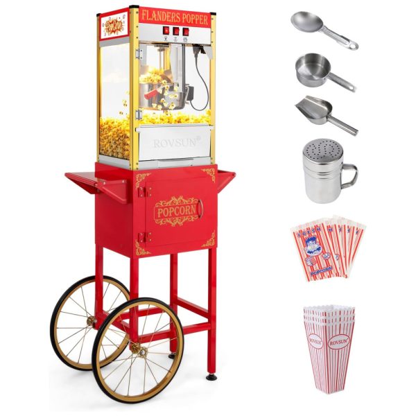 ectqcwh334pd0b_0 jpg - Máquina de Pipoca ROVSUN Estilo Cinema com Carrinho e Rodas, Panela de 280 g, faz até 15 L, Acompanha Concha, Colher de Óleo, Copos e Sacos.