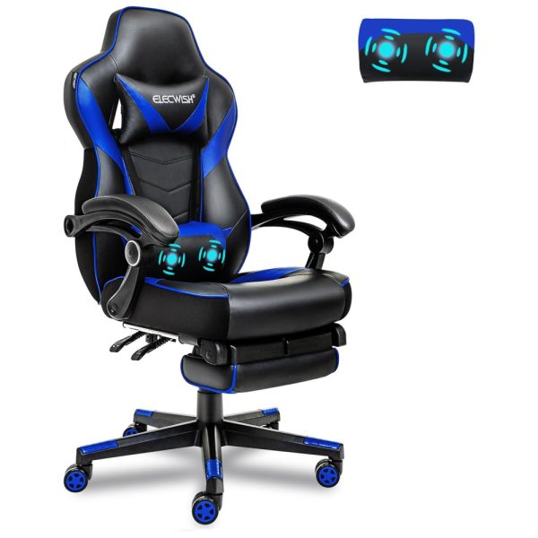 ectqcwtghb780b_0 jpg - Cadeira Gamer Ergonômica Giratória com Suporte Lombar e Apoio de Cabeça, ELECWISH, Azul