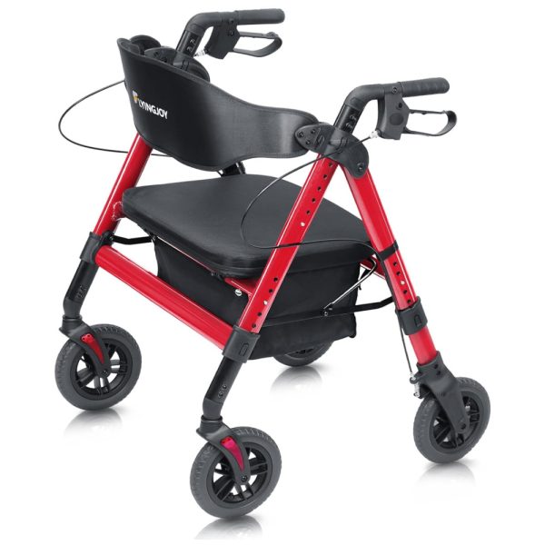 ectqfx4db16c0b_0 jpg - Andador com Assento, 204 kg Rolling Walker, 10.8kg, Rollator Extra Largo e Resistente para Idosos e Adultos Bariátricos, Vermelho,FlyingJoy