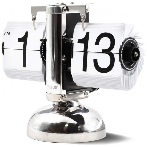 ectqh64d8z670b_0 jpg - Relógio de Mesa Retrô Mecânico Alimentado por Bateria, Betus, Prata e Branco
