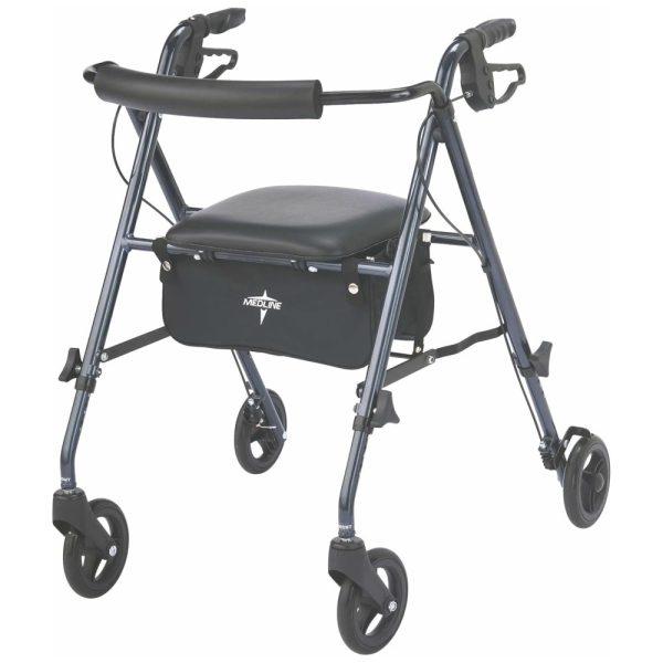 ectqipk3fh200b_0 jpg - Andador Rollator de Alumínio Ultraleve Medline, Azul Fumê, Suporta até 113,4 kg, Rodas de 6 polegadas, Braços e Assento Ajustáveis