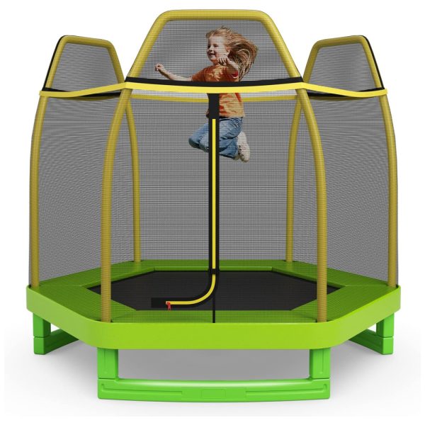 ectqk4z5zh6b0b_0-1 jpg - Giantex Cama Elastica Infantil com Rede de Proteção para até 100 kg, Amarelo.