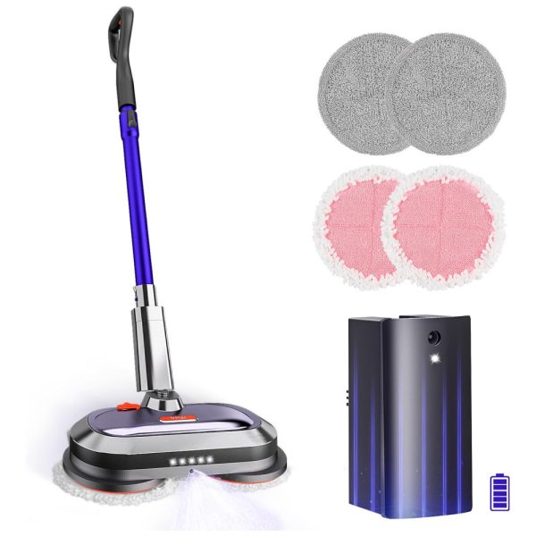 ectqkwnxbrc80b_0 jpg - Esfregão Mop Elétrico sem Fio à Bateria Tanque de 300 mL com Farol LED, Roxo, 110v, VMAI P700, Violeta