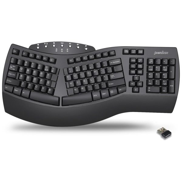 ectqlm1blkt70b_0 jpg - Teclado Ergonômico Sem Fio Recarregável Reduz a Tensão das Mãos com Descanso de Pulso, PERIXX 11354, Preto