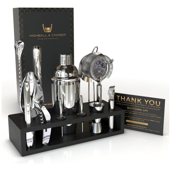 ectqr1wnp6s70b_0 jpg - Kit Bn Profissional 13 Peças em Aço Inoxidável com Suporte e Livro de Receitas, Cor, HIGHBALL CHASER, Prateado