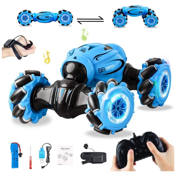 ectqr5s9j9d80b_0 jpg - Carrinho de Controle Remoto com Sensor de Gestos, 360 de Rotação e Luzes LED, SOTODIK D876, Azul