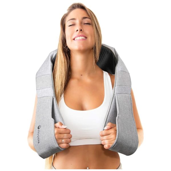 ectqrrjhsyj90b_0 jpg - Invospa Massageador Shiatsu Elétrico Portátil 3D para Ombros, Costas com Bolsa de Transporte, Bivolt, Cinza