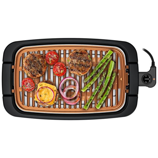 ectqs6d5vz4c0b_0 jpg - Churrasqueira Elétrica Chefman Sem Fumaça, Cobre, Extra Grande, Antiaderente com Controle de Temperatura.