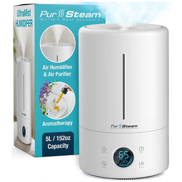 ectqsm95fmgb0b_0 jpg - Umidificador Ultrassônico Portátil PurSteam 5L até 20H com Temporizador e Visor Digital, Branco
